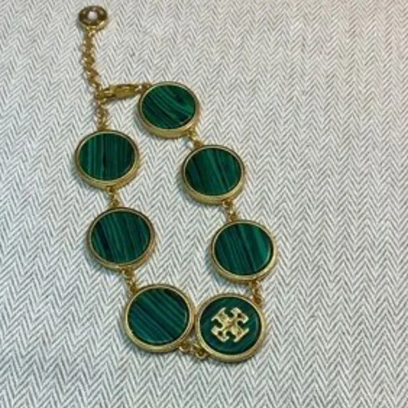 Tory Burch Green Gold Jewelry Set; Bracelet & Earrings - Picture 4 of 6